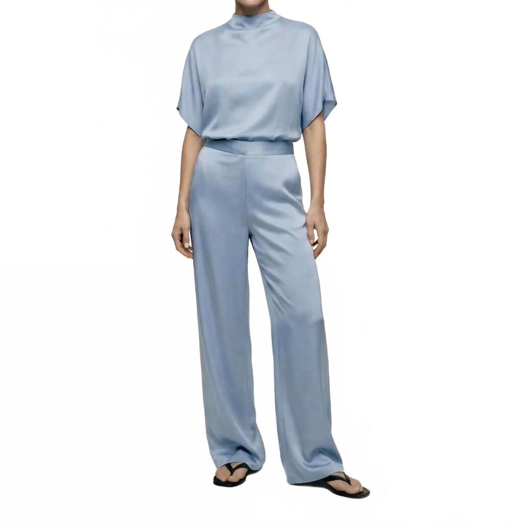 NEW AMANDA MARIA butter satin pant in soft blue
